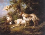 George Morland Dogs In Landscape - Setters Pointer oil painting on canvas